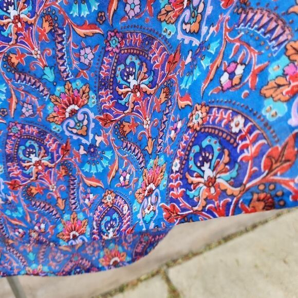 Ann Taylor loft brightly colored print popover blouse - Picture 6 of 6